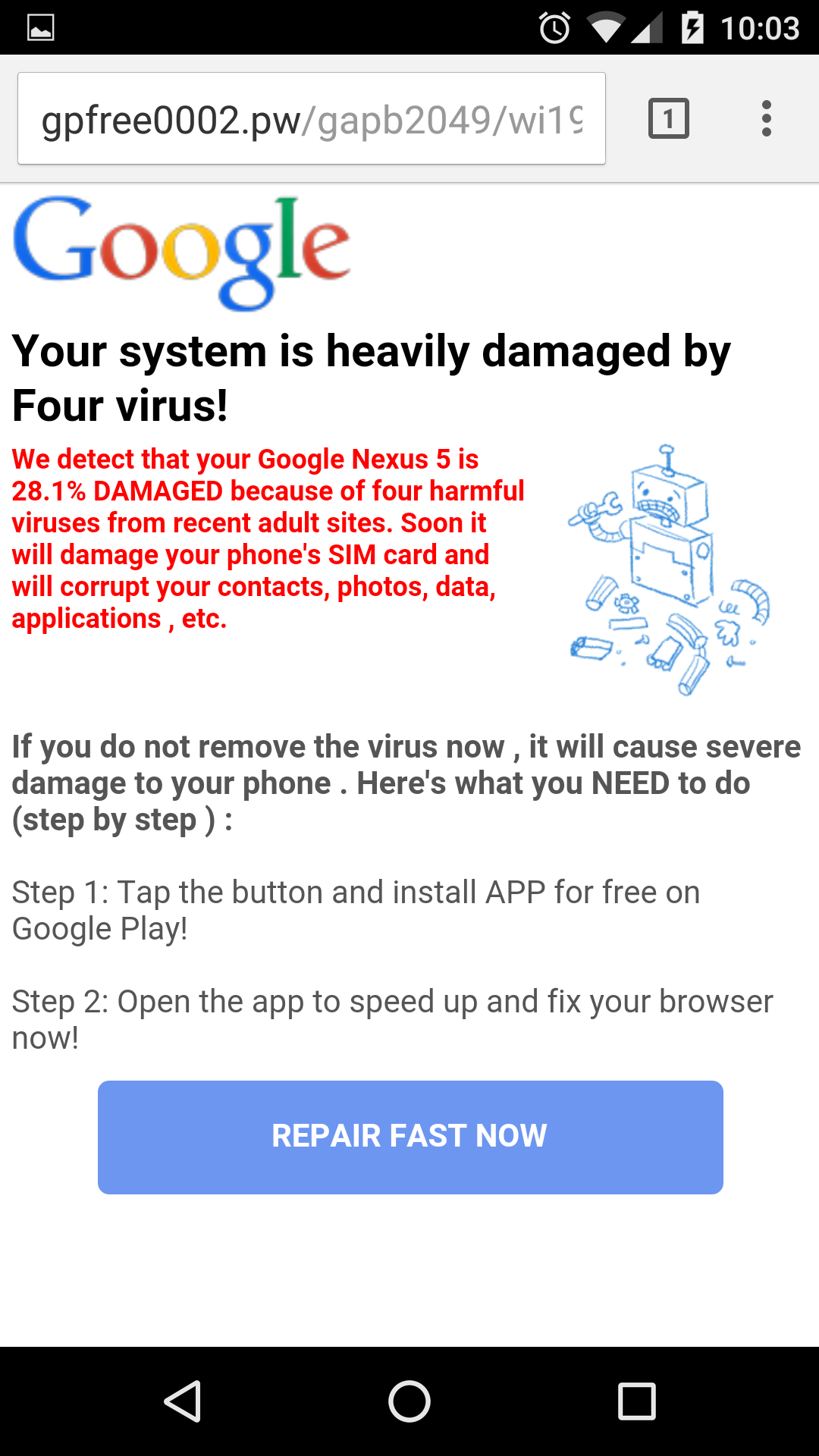 Image result for Remove the Your Computer is heavily damaged Scam