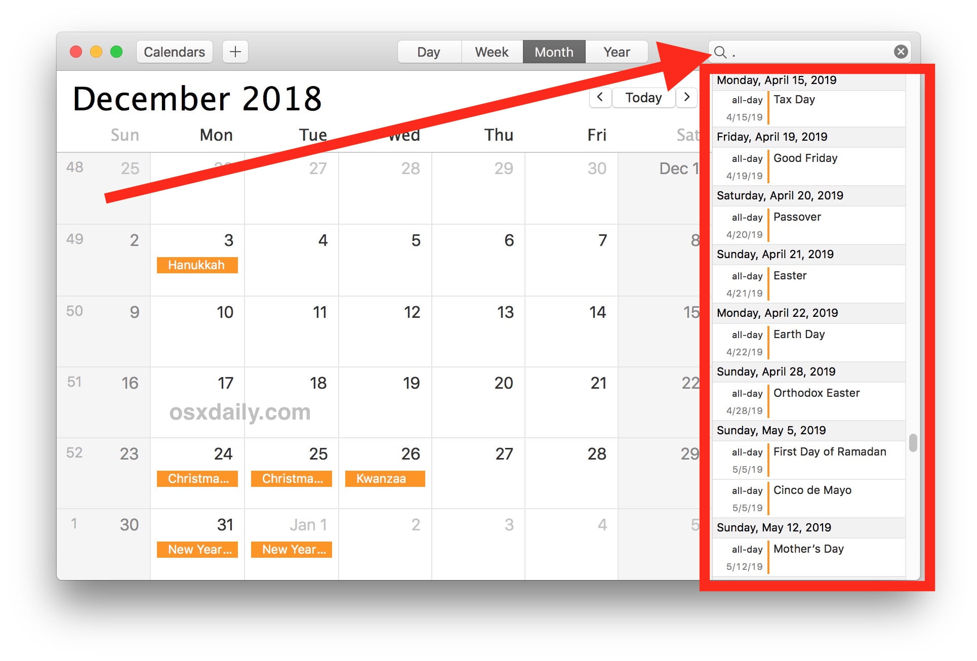 Image result for How to View All Events as a List in Your Mac's Calendar App